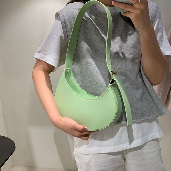 

evening bags french style leather shoulder bag crescent armpit small handbags for women clutch solid color fashion vintage tote purse
