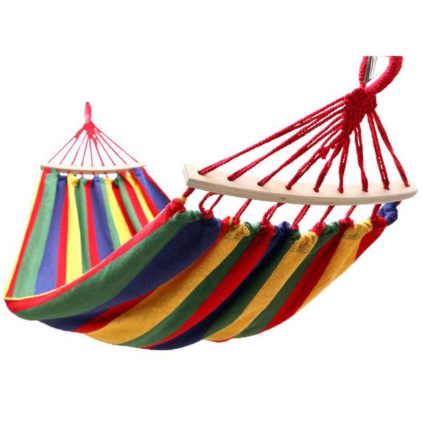

sleeping bags single swing portable outdoor camping travel chair rainbow striped wooden stick hammock