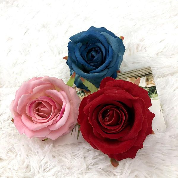 

decorative flowers & wreaths 10pcs 10cm multicolor flannel rose flower head diy artificial wall garland materials wedding decor bouquet