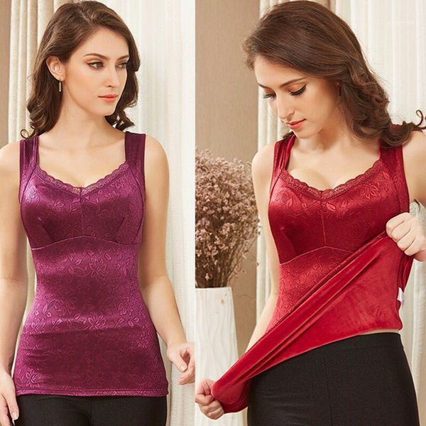 

camisoles & tanks 2021 women winter thermal vest underwear sleeveless waistcoat tank warm keeping solid color stretch m251, Black;white