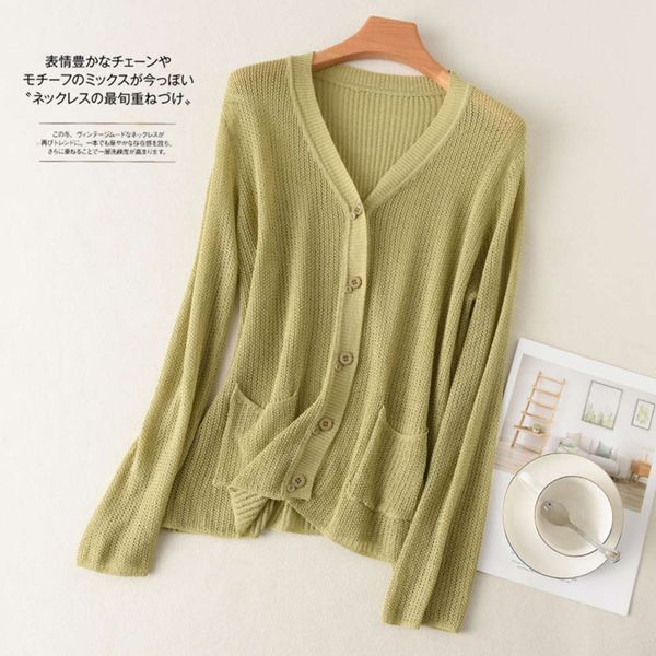 

knitted cardigan v-neck solid color thin sweater coat, White;black