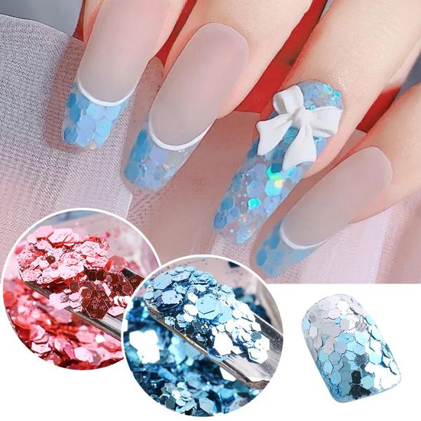 

nail glitter mermaid dazzling sequins for art paillettes metal flake holographic foil hexagon round korea nails decor ly1928, Silver;gold