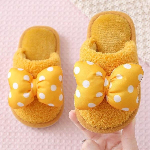

slipper home slippers kids grils shoes winter bownot cute children 2021 warm indoor baby boys infant toddler, Black;grey