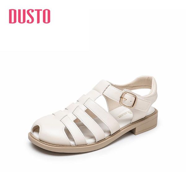 

sandals dusto 2021 summer low heel square baotou women's shoes, Black