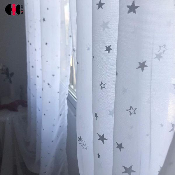 

curtain & drapes curtains for living room nature white tulle sliver star stamping terylene sheer window treatment panel bedroom