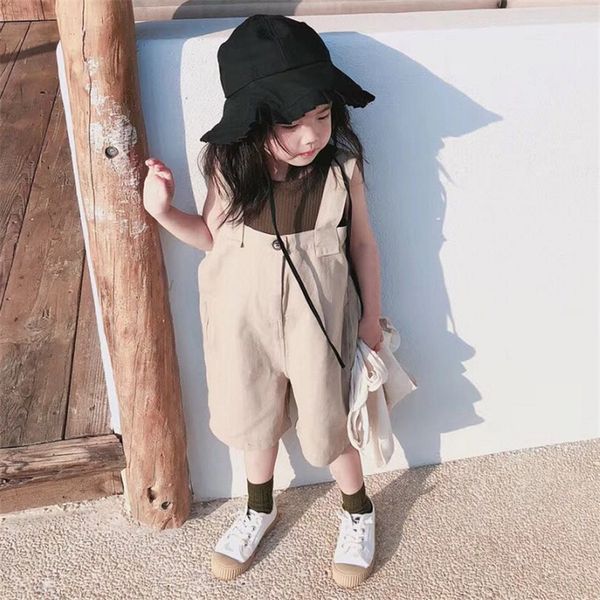 

2021 baby girls sets clothing 8years toddler girl summer clothes suits +overalls 2pecs kids tracksuit droshipping, White