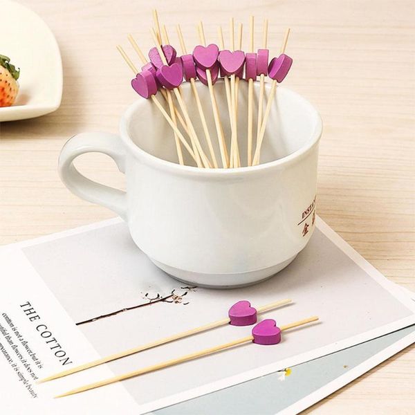 

forks one-time lengthened bamboo stick creative heart-shaped fruit cm decoration snack dried 11.8 length p1x4