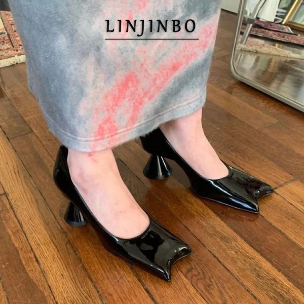 

temperament duck beak design high heels women fashion strange heel pumps ins street model style solid color female shoes dress, Black