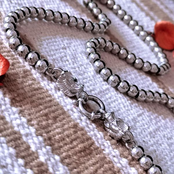 Männliche Titan-Stahl-Imitat-Halskette, Buddha-Perlenkette, Edelstahl-Perlenkette, ändert ihre Farbe nicht