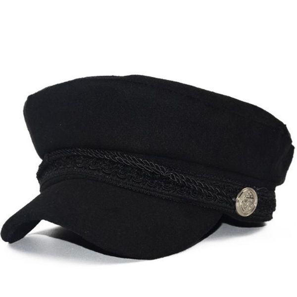 

berets autumn winter women cotton casual style military cap stylish retro metal ornament hat girl wool french, Blue;gray