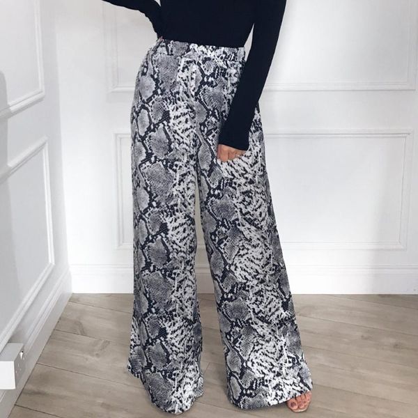 

women's pants & capris 2021 spring print pant fashion women high waist leopard casual long wide leg harajuku streetwear, Black;white