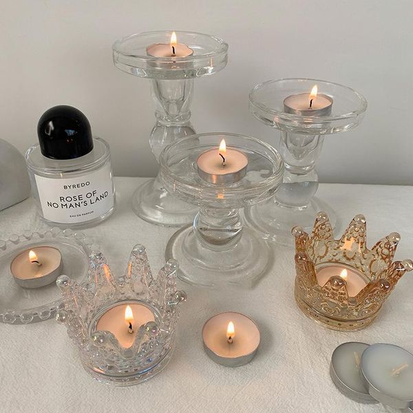 

candle holders transparent glass candles 3"4"5" roman column classic holder for home decoration bougies et supports candlesti
