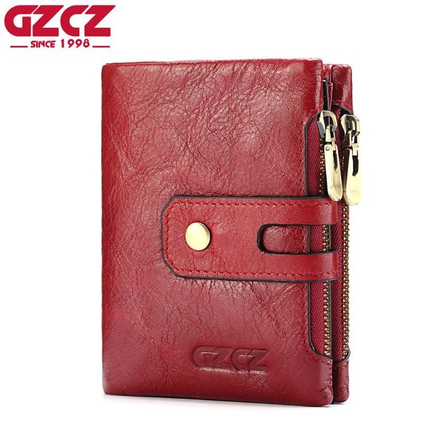 

wallets style women's wallet short fashion clutch bag double zipper buckle coin pocket multi-functional, Red;black