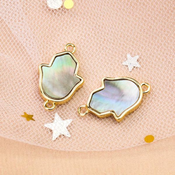 

charms natural tahiti black shell connector beads hamsa charm mother of pearl hand fatima pendant diy necklace bracelet jewelry part, Bronze;silver