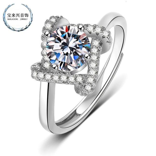 

ring s925 silver button wall clover lucky grass karam mulberry stone girl