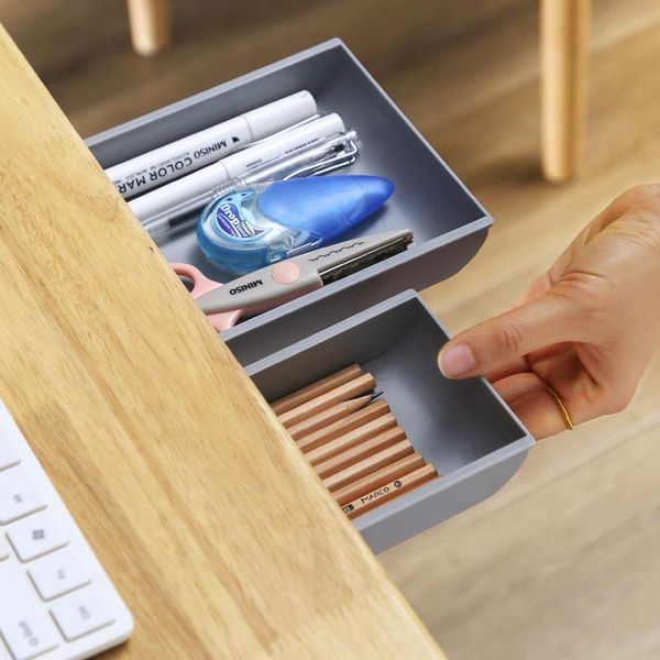 

storage drawers desk stationery organizer drawer hidden plastic cabinet makeup for kitchen table deskoffice home study box pen shelf