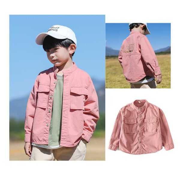 

boys' coat chinese round collar pink embroidered letter jacket cotton children's wear 2021 spring and autumn product jackets, Blue;gray