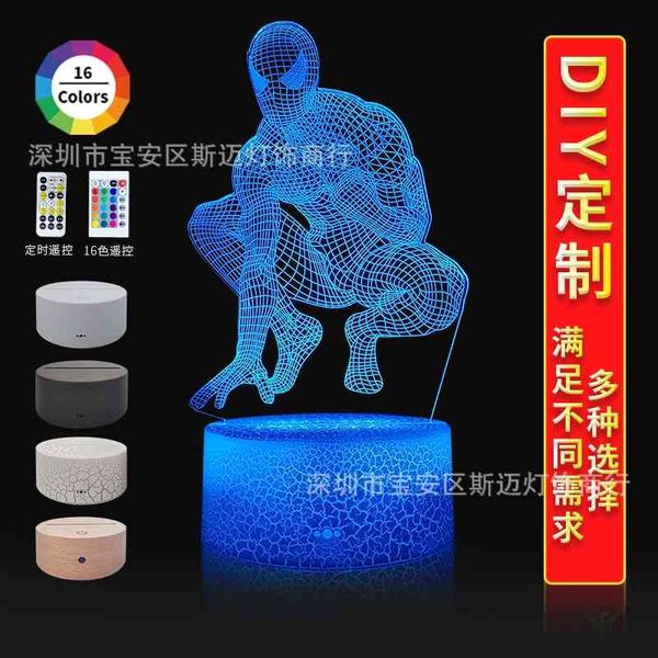 

cartoon animation 3d creative new strange acrylic led gift spider man night lamp