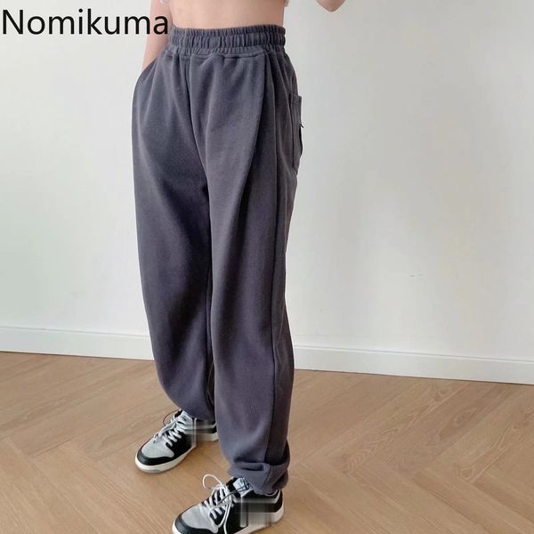 

nomikuma korean love heart pockets sweatpants stretch high waist long trousers causal spring new solid pants mujer 6e886 210427, Black;white