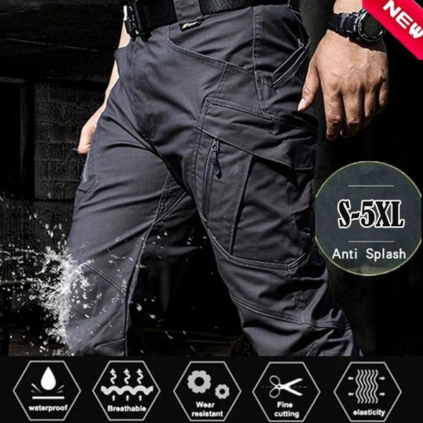 

tactical pants for men retro multi pocket elastic military trousers male casual autumn spring cargo man slim fit 5xl men's high quality, Black