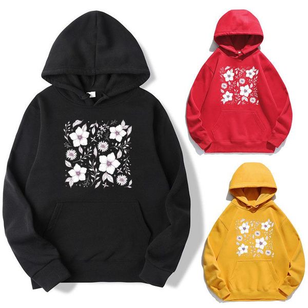 

women's hoodies & sweatshirts women hoodie daisy printed fleece long sleeve loose sweatshirt with hat girls pullovers winter, Black