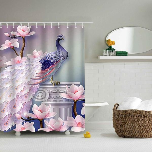 

shower curtains the most beautiful peacock printed frabic waterproof polyester curtain bathroom 10 with hooks