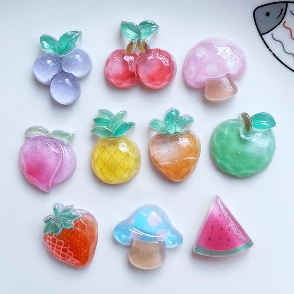 

decorative objects & figurines 10/20pcs resin lovely mixed transparent fruit series flatback cabochon scrapbook kawaii diy embellishments ac