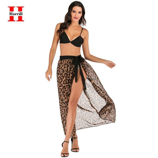 

leopard print beach dress women lace-up see through thin bathing suit cover-ups femme summer beachwear swimming wear 2021 women's swimw, White;black