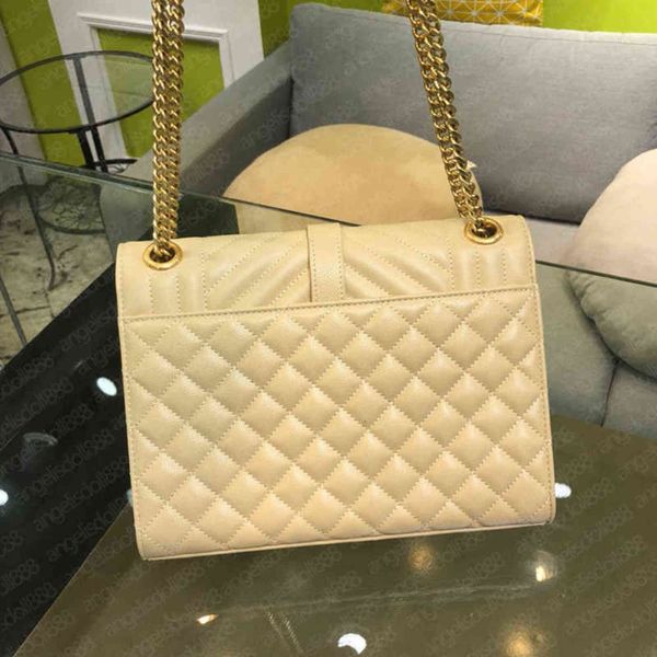 

7a+fashion quileted chain envelope bag beige women shoulder crossbody handbag with series number large size calfskin genuine