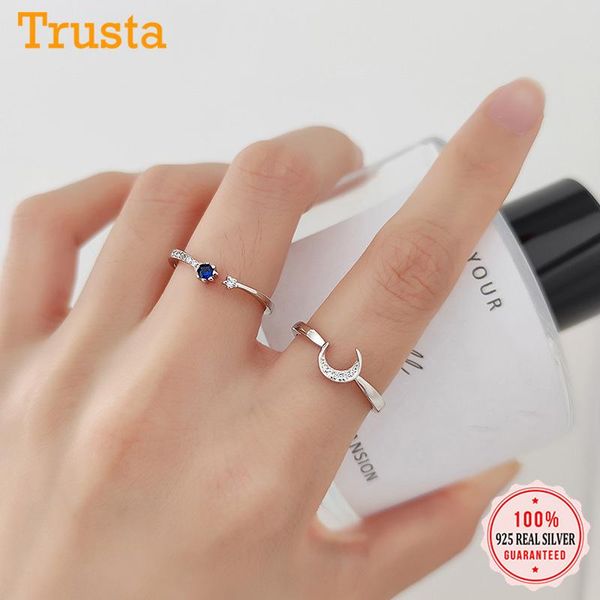 

moon&star rings 100% 925 sterling silver ring birthday gift for women fine jewelry ds2600 cluster, Golden;silver