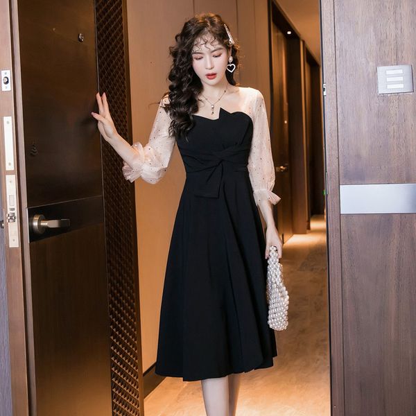 

comfortable long to temperamental quality perspective sleeves without backrest beautiful dress shreds, Black;gray