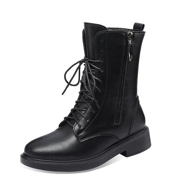 

boots casual women's 2021 autumn and winter fashion flat velvet ankle, Black