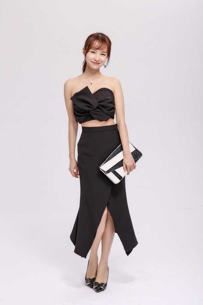 

luxury party evening dress 2021 summer nightclub bow tie strapls backls evening set women's small, White;pink