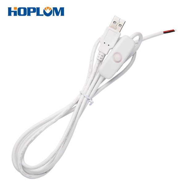 

5v usb 2.0 male jack 2pin 1.5m copper wires 501 switch diy led strip light and desk lamp power cord line