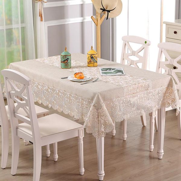 

table cloth 2021 europe flowers tablecloth white hollow lace cotton linen dustproof wedding banquet tv cabinet decor