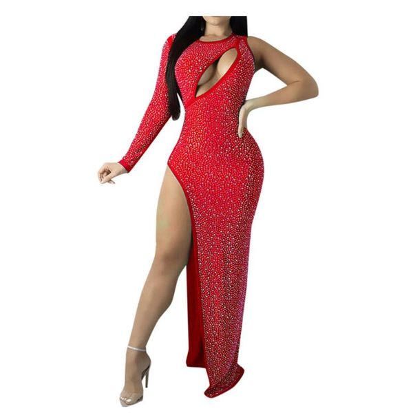 

casual dresses women winter dress o neck bodycon long sleeve party ladies cut out higt slit sequin maxi vestidos, Black;gray