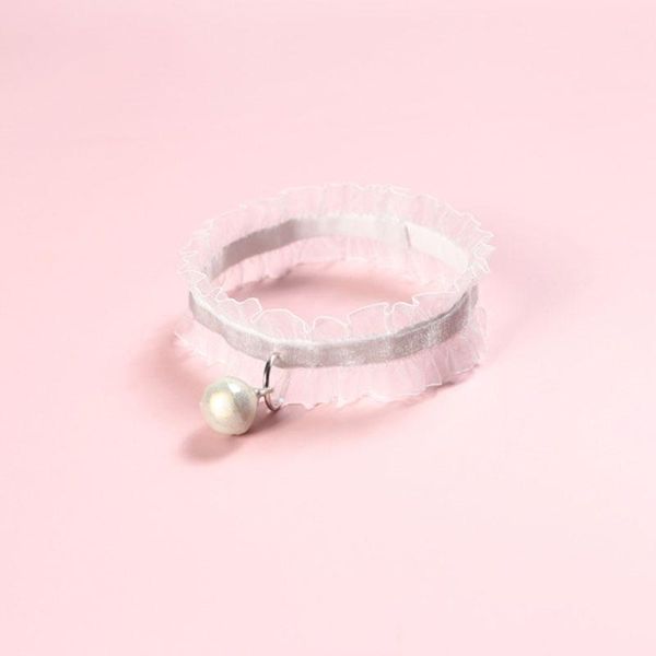 

cat collars & leads dog collar elasticity velvet lace pets with bell necklace vintage pet neck strap ring supply