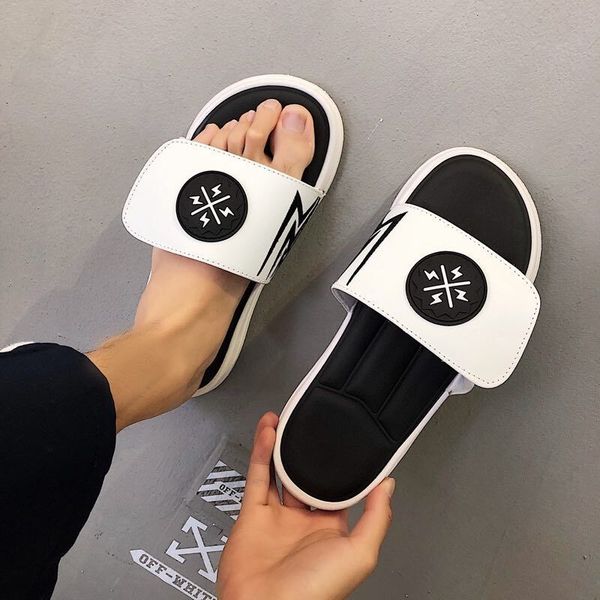 

men's slippers plus size shoes soft massage fashion summer flip flops outdoor beach sandal for multiple colour, Black