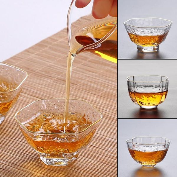 

wine glasses hammer pattern glass tea cup gold rimmed drink cups high borosilicate heat resisting office drinkware hogard