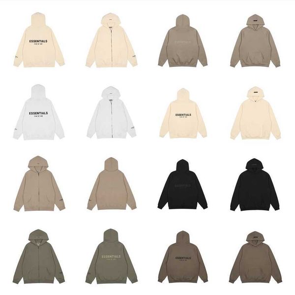 

warm hooded essentia hoodies mens womens hoodie sweatshirt fog essentials streetwear pullover sweatshirts loose lovers hip hop women, Black