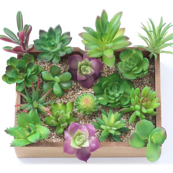 

decorative flowers & wreaths artificial green purple red flocking succulent plants diy home garden office wedding decoration mini cute bonsa