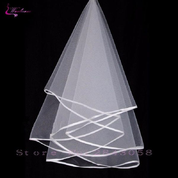 

bridal veils waulizane selling highest quality two meter length long one tiered organza cut edge wedding veil lace 2021, Black