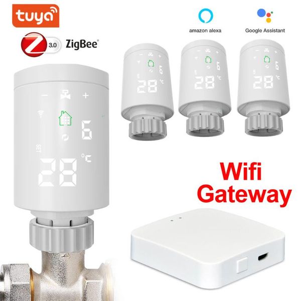 

smart home control tuya alexa zigbee3.0 gateway hub thermostatic radiator valve trv temperature controller thermostat