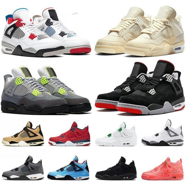 

jumpman womens mens sail 4 4s shoes size 13 neon 2020 fire red bred punch black cat trainers women sports sneakers