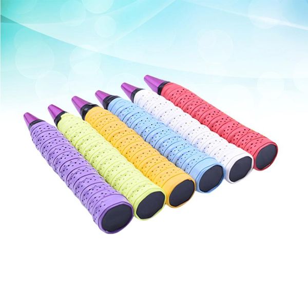 

sweatband 6pcs anti-slip breathable sport over grip tennis overgrips tape badminton racket grips (random color), Yellow;black