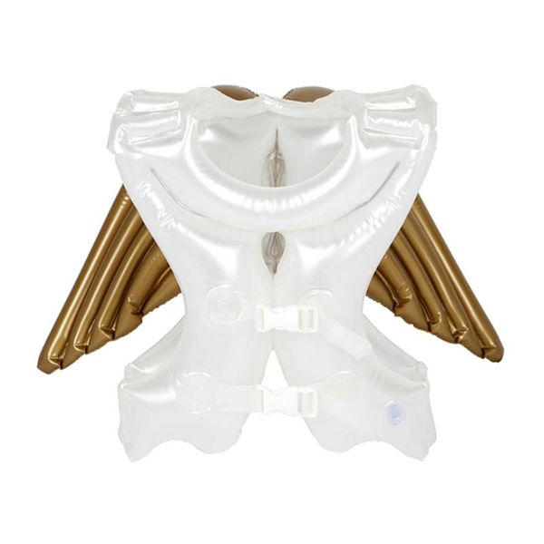 

life vest & buoy 1pc inflatable swimwear children swimsuit swimming pool (white)
