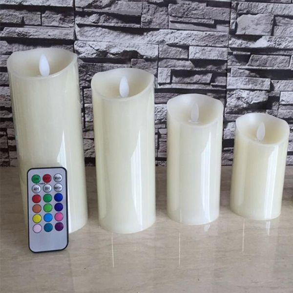 

flameless dancing flame led candles with rgb remote,made by paraffin wax,wedding/holiday party light decoration,christmas candle