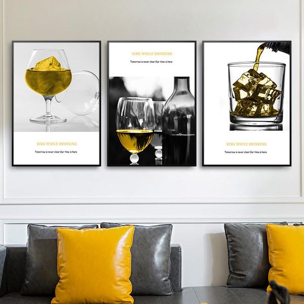 

paintings modern nordic wine cup and champagne ice block canvas print poster picture painting wall art for kitchen living room home decor