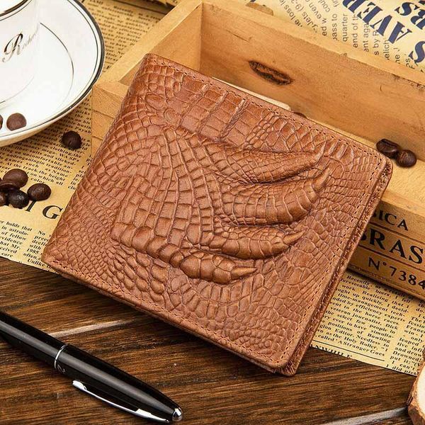 

wallets business men genuine leather wallet trifold coin purse male money bag card holder w164, Red;black