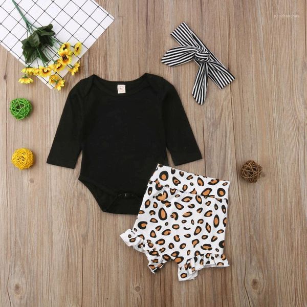 

baby & children's 0-24m born girls clothes romper leopard print pants outfits tracksuit clothing sets1, White